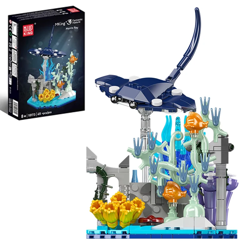 قالب King 10173 مجموعة بناء مانتا راي 411 قطعة سلسلة الطبيعة الرائعة نموذج الحياة البحرية لهواة جمع الكبار عرض هدية #1