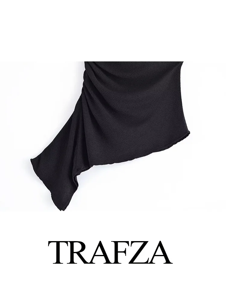 

TRAFZA женские летние модные топы однотонные без бретелек без рукавов с открытой спиной украшают женский сексуальный тонкий топ с асимметрией 3 цвета