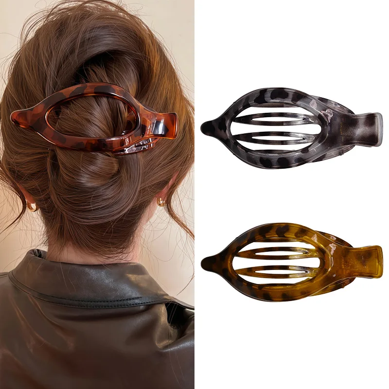 2 stücke/3 stücke Neue Große Haar Klaue Clip Einfache Brötchen Maker Entenschnabel Haar Clip für Pferdeschwanz Hochsteckfrisur blatt Form Greifen Haarspangen für Frauen – Detail 4