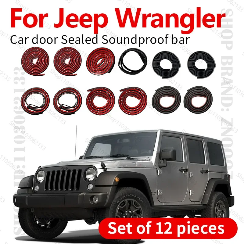 For Jeep Wrangler JL/JLU Car Door Seal Strip Rubber Double Layer Sealing Protector Soundproof Strip Dustproof Seal Strip 12PCS