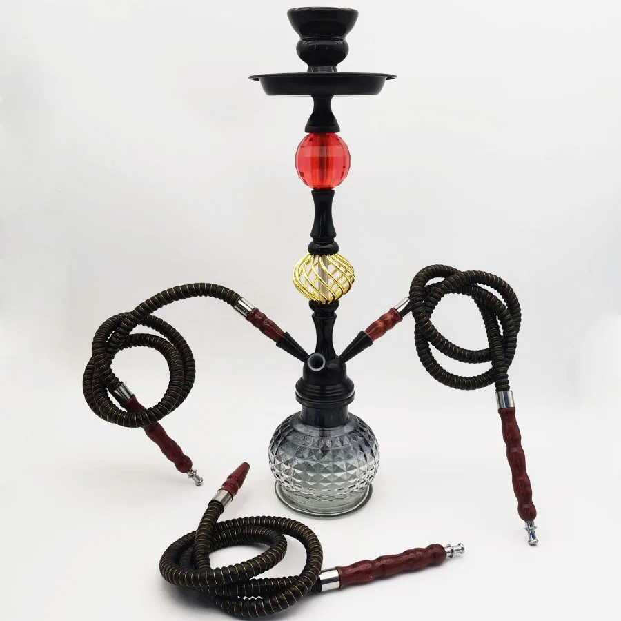 Arabia Hookah Set Large 3 Tube Shisha Glass Bottle Ceramic Bowl Hose Water Pipe Bar KTV Hookah Accessories Birthday Gift Decora