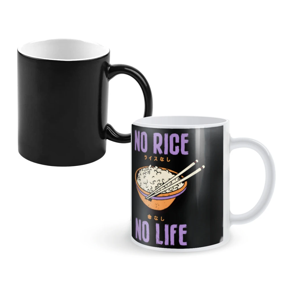 

No Rice No LifeCoffee Mugs And Mug Creative Color Change Tea Cup Ceramic Milk Cups Novelty Gifts