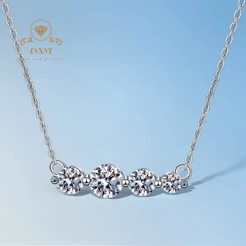 

1.2ct Moissanite S925 Silver Full Drill Clavicle Chain Minimalist Princess Pendant Certified Women's Trendy Accessories jewelry