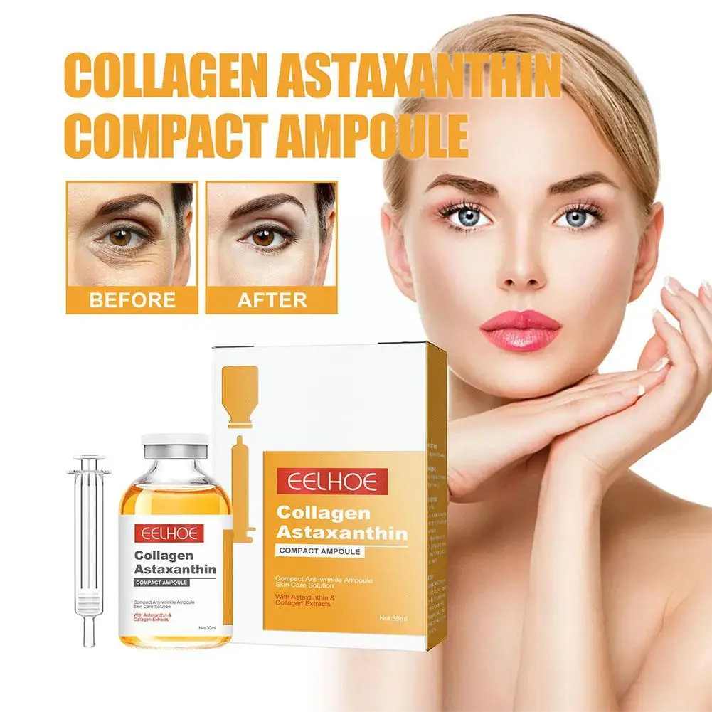 1Pcs 30ml Collagen Astaxanthin Lifting Ampoule Anti Wrinkle Lines Fade Promote Blood Fine Circulation Essence I3C7