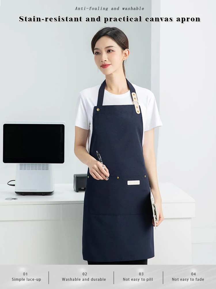 

Модный фартук для кафе в корейском стиле — водонепроницаемая петля для шеи с усовершенствованной защитой от пятен для персонала ресторана и кухни