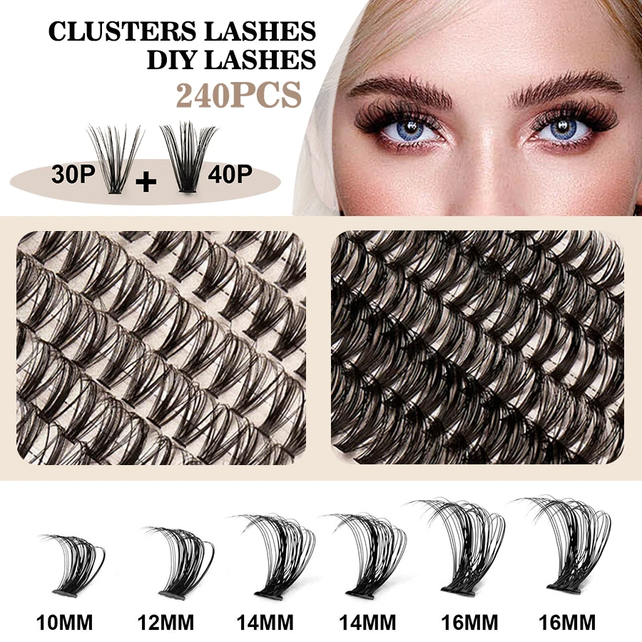 240 clusters de cílios diy europeu e americano internet celebridade popular cílios postiços grosso simulado segmentado único