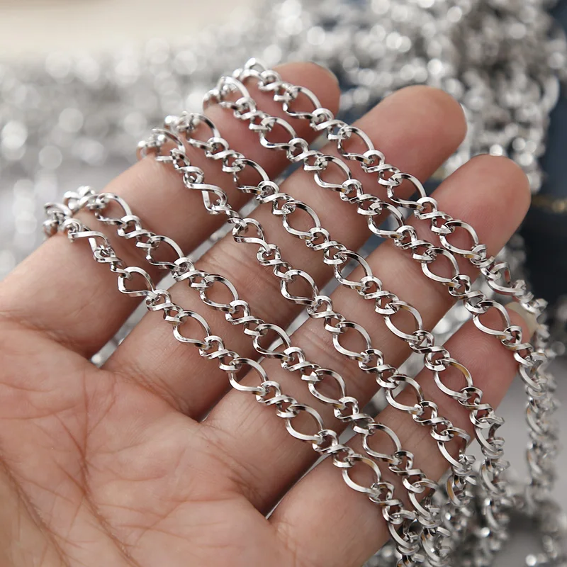 

3Meters Stainless Steel 5.5mm Width Chains Charm 8 Shape Twisted Link Chain for Women DIY Necklaces Bracelets Making Findings