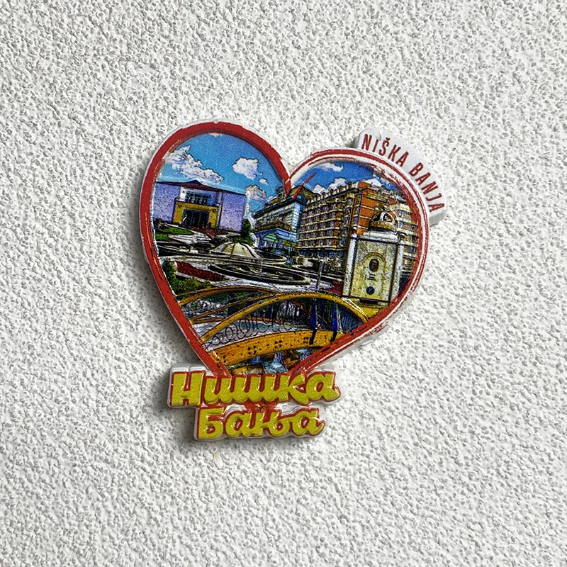 

Seville Nish Mineral Spring Village Cultural and Creative Home Decoration Heart Shape3dPainted Magnetic Fridge Magnets Travel So