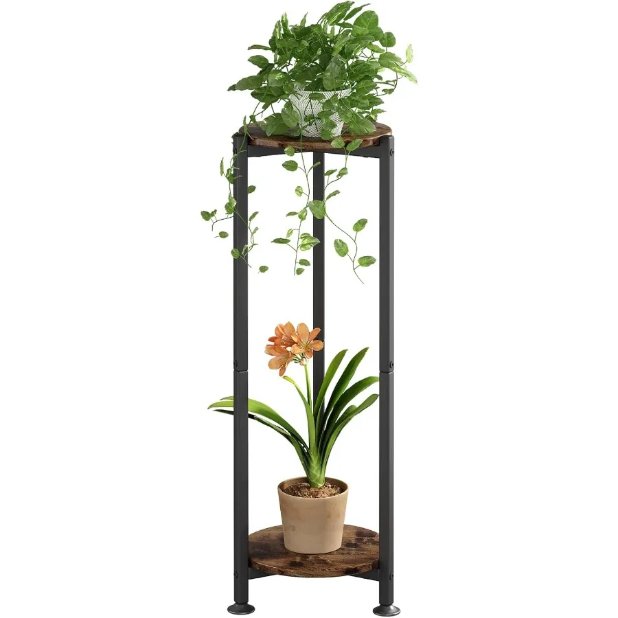 Plant Stand Indoor Corner Tall 2 Tier Metal Modern Flower Storage Plant Shelf Holder for Living Room Balcony GardenBlack 2 Tier