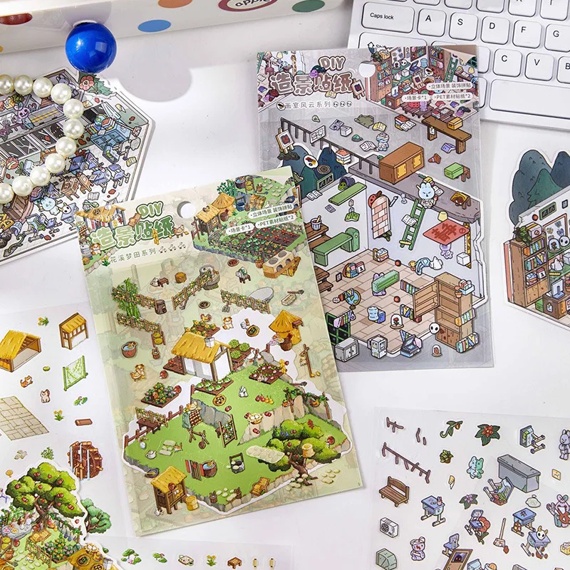 Hot-selling Landscape Beauty Sticker Dream-making Series Fun DIY Three-dimensional Cut Film Collage Material Decoration
