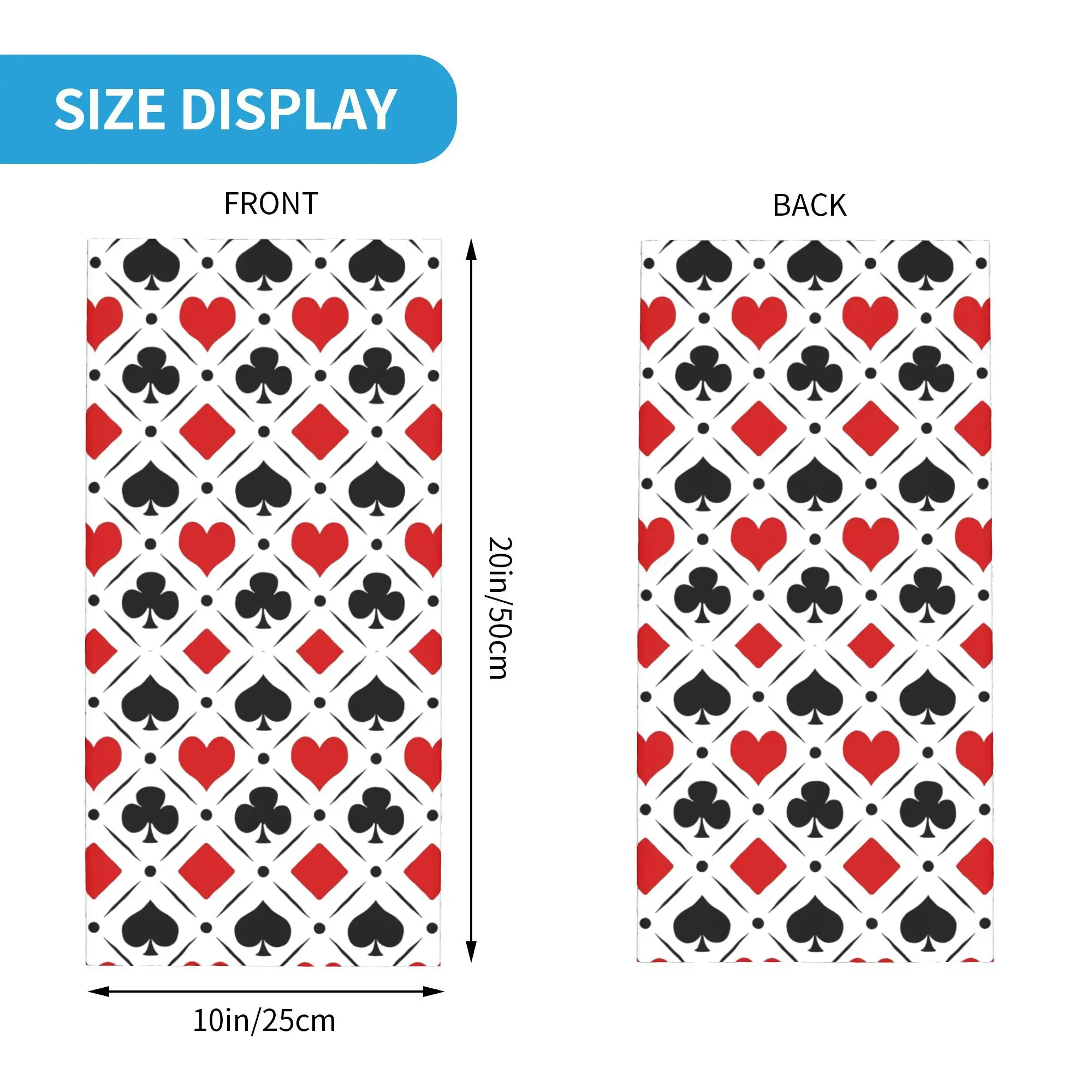 بطاقات اللعب الدعاوى رموز باندانا الرقبة الجراب مطبوعة التفاف قناع وشاح متعدد الاستخدام أغطية الرأس الدراجات للرجال النساء الكبار تنفس