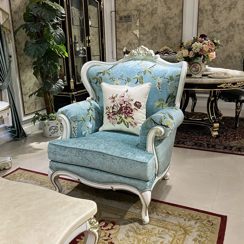 Factory Direct 2026 French sofa 123 combination, European fabric sofa palace light luxury fresh embroidery living room solid woo