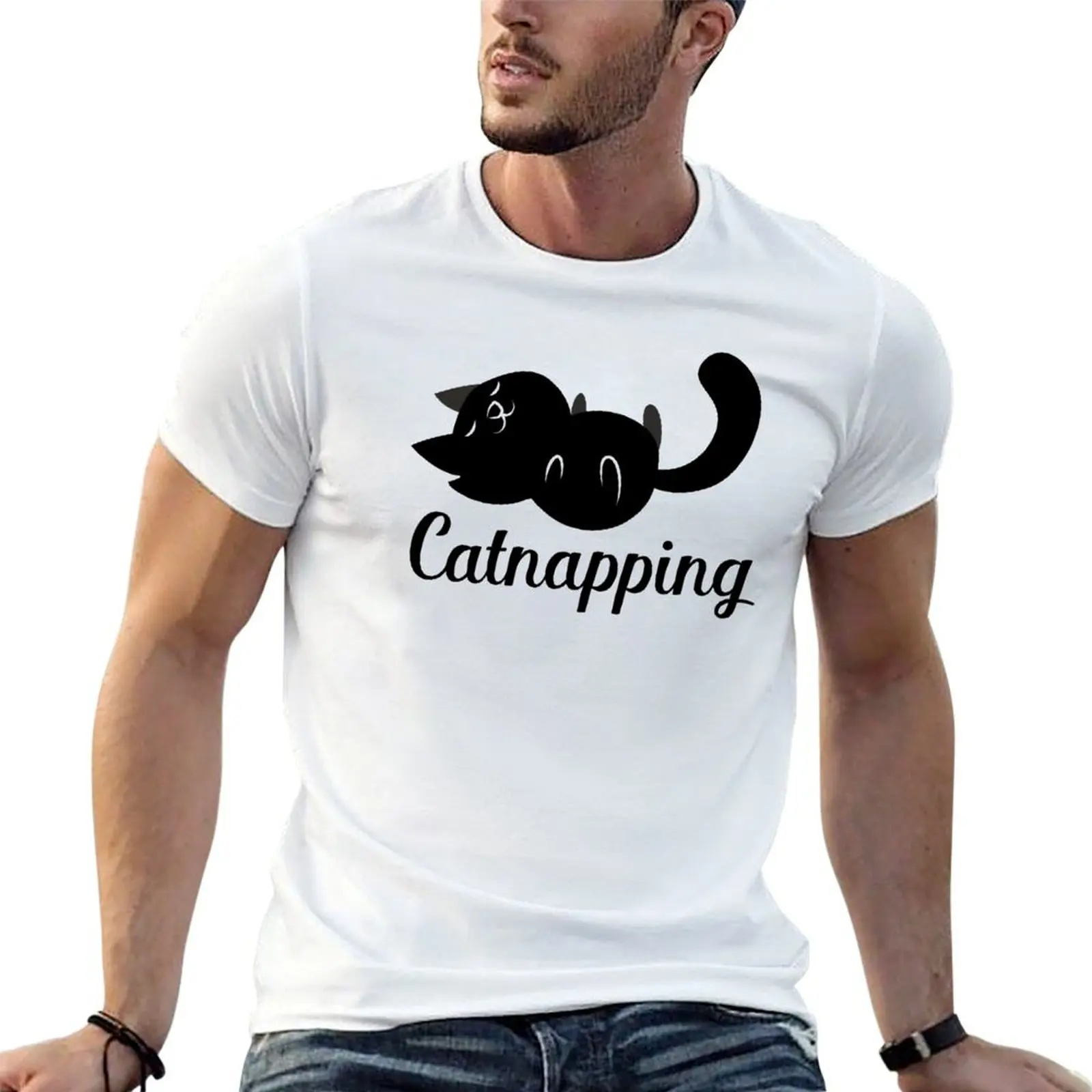 

Catnapping in black T-Shirt t shirts cotton 100% t shirts for man graphic vintage man t shirt cotton high quality T-shirt