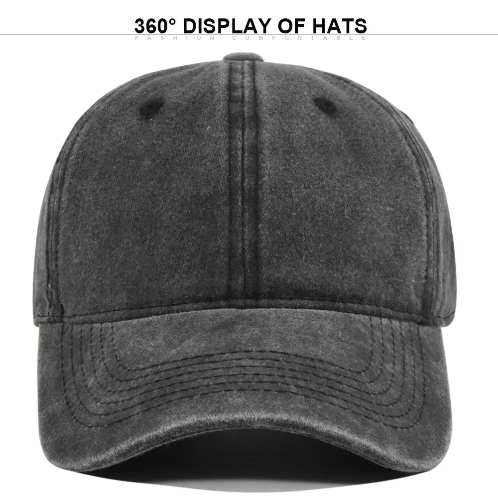 Adjustable Embroidery Snapback Hat Men Washed Denim Baseball Cap Outdoor Sport Tennis Cap For Adults