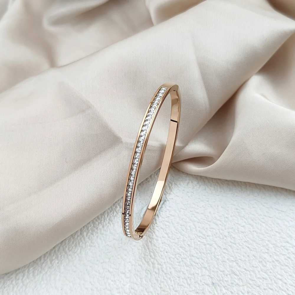 Fashionable New Stainless Steel Bracelet Jewelry for Women Men Simple Rhinestone Gold Plated Girls Gift Hot Selling Free Shippin