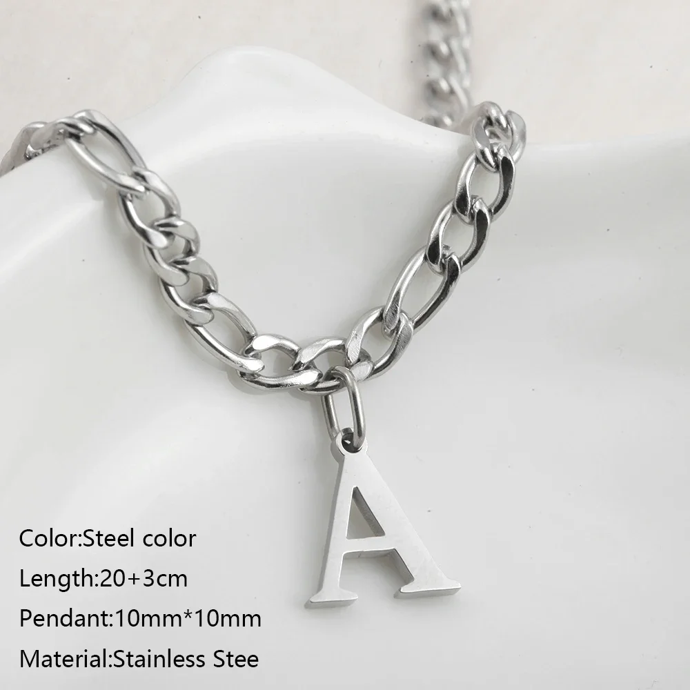 2024 Fashion stainless steel silver color luster initial ladies pendant Girls Summer Birthday Party Glamour Barefoot Anklets