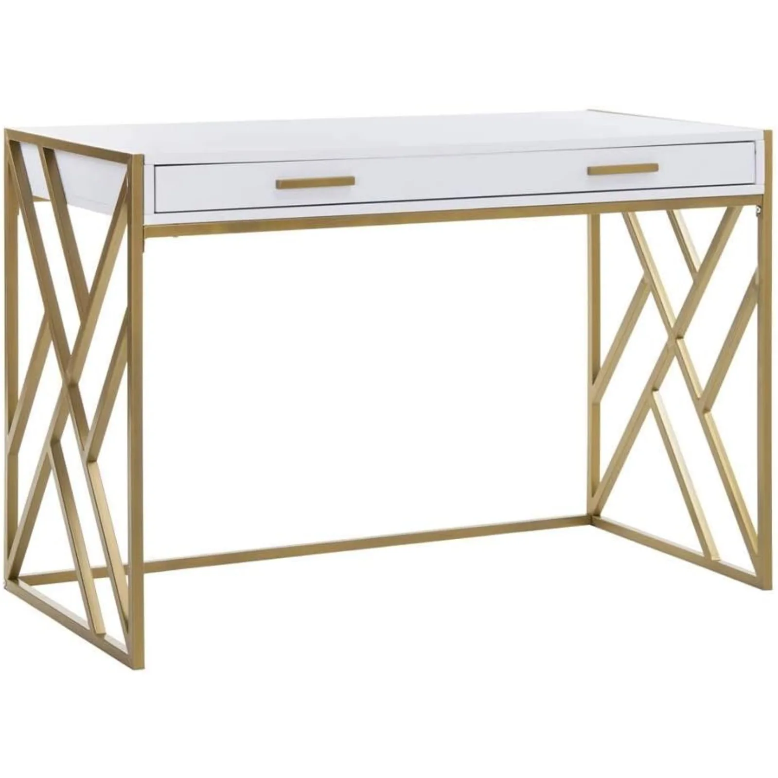 

US Home Office Elaine Modern White and Gold 1-drawer Desk