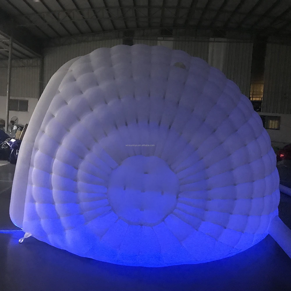 wholesale Inflatable Luna Shelter Tent half dome,beautiful classical igloo tent,trade booth air shelter for events with LED