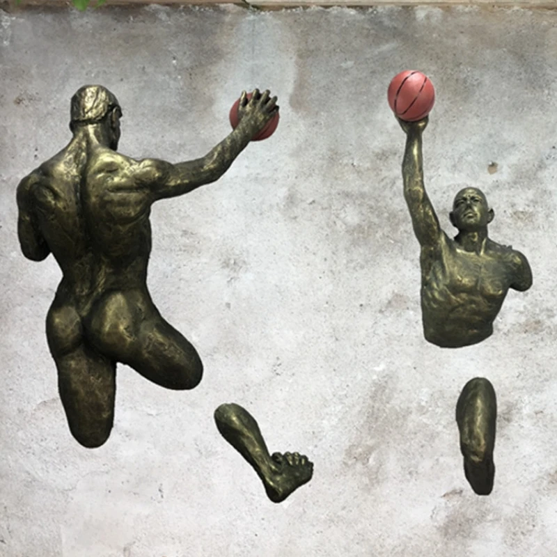 School playground wall decoration 3D sculpture  hanging athletes