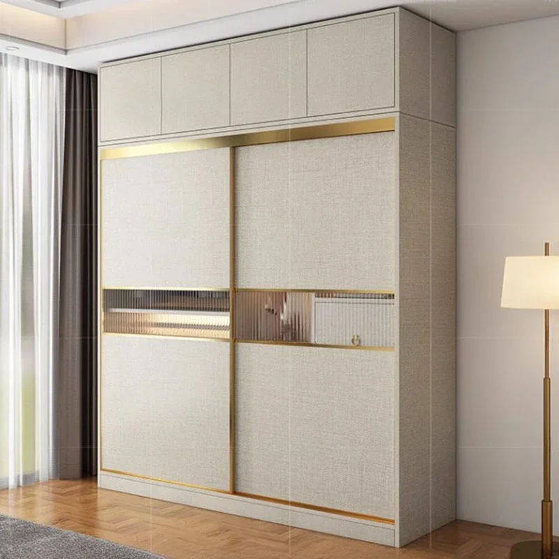 Clothes Storage Wardrobe Modern Luxurious Bedroom Organizer Wardrobe Sliding Doors Multifunction Room Furniture