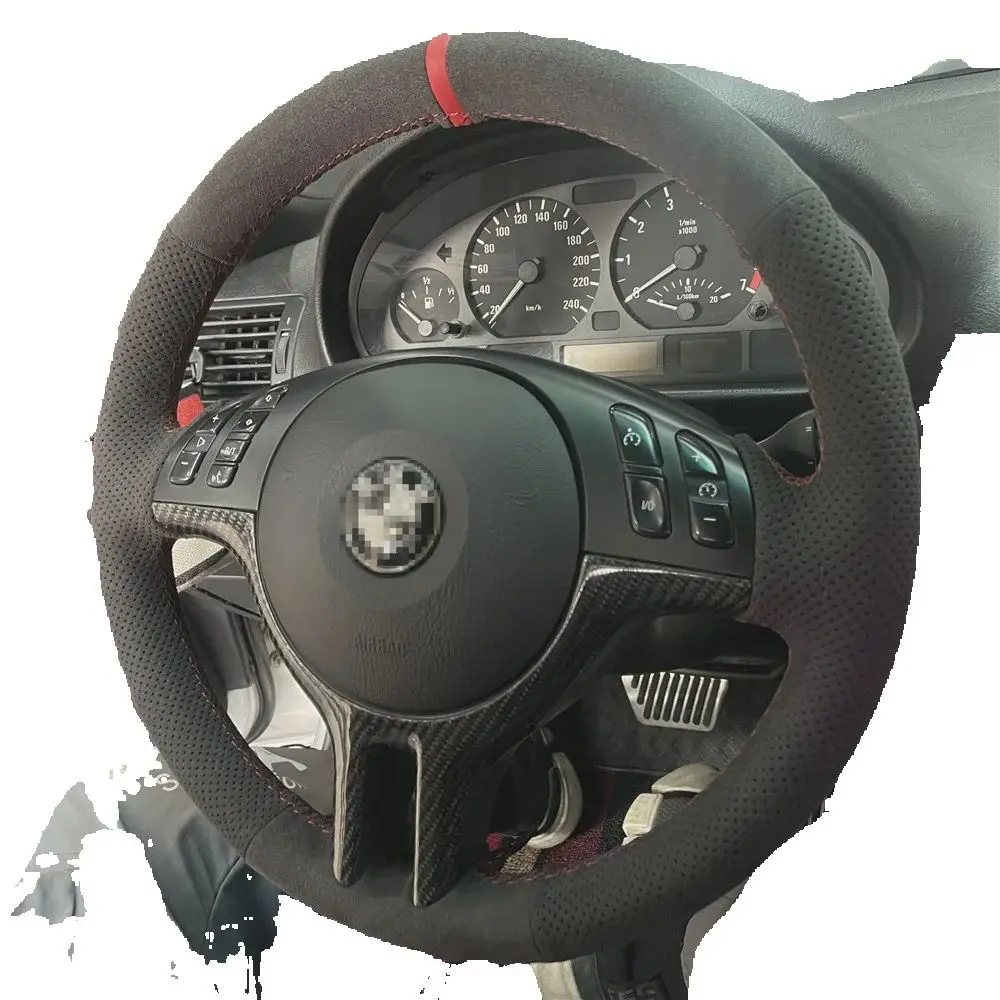 

Для BMW E46 M3 E39 330i 540i 525i 530i 330Ci 2001-2003 Сшитый вручную нескользящий замшевый чехол на руль автомобиля