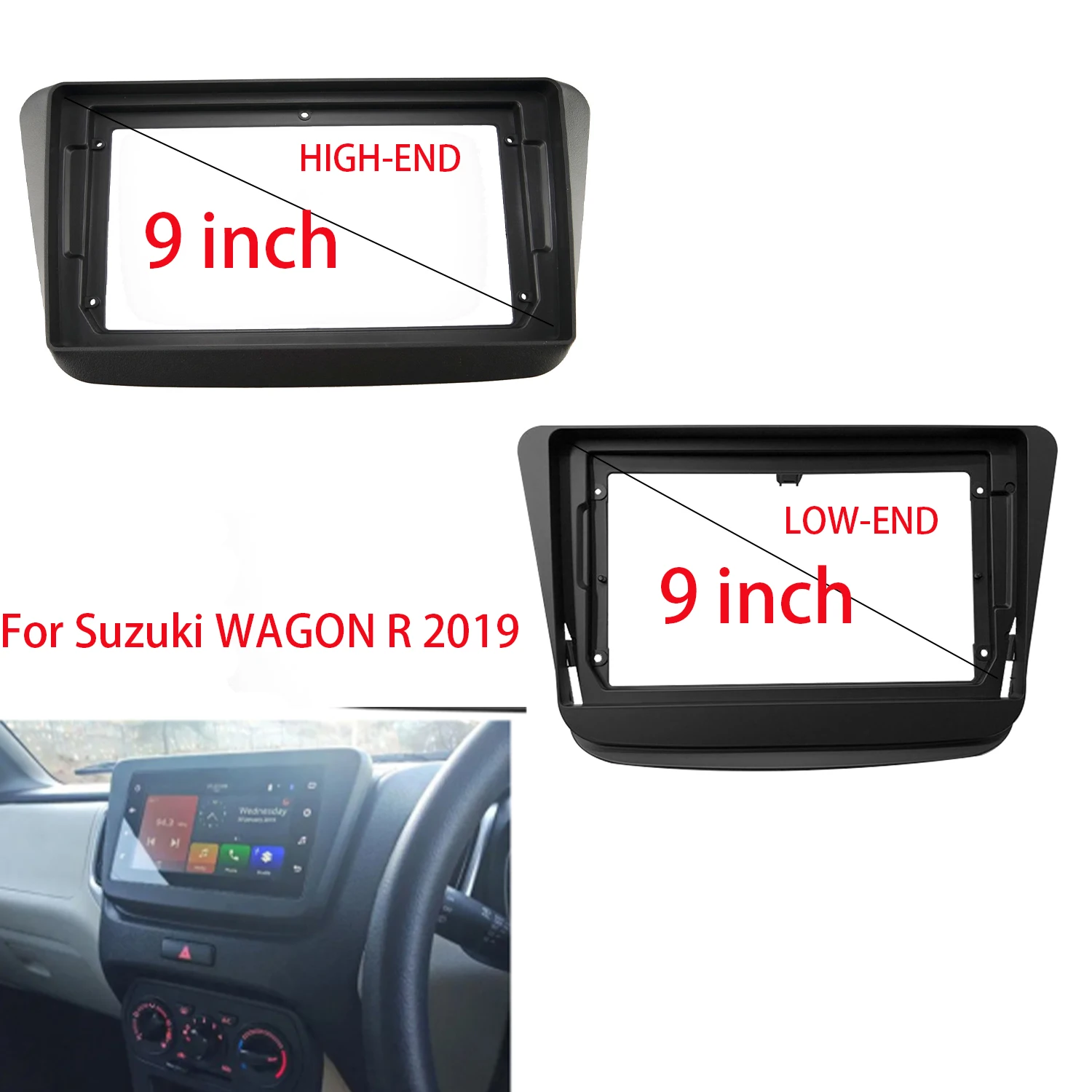 

9-дюймовый автомобильный адаптер для передней панели для Suzuki Wagonr R 2019 Android Radio, комплект панели для установки приборной панели