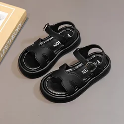 Children's Summer Sandals Solid Color Girls School Thick Bottom Sandals Fashion Kids Causal Open-toe Beach Sandals Hook Loop New