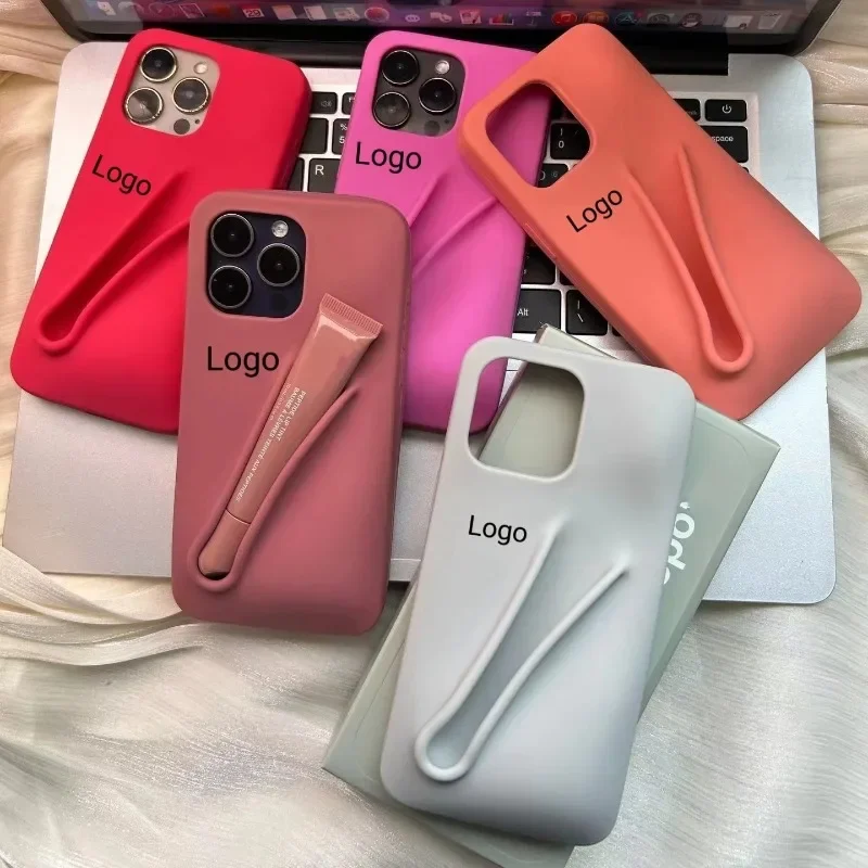 Lip Case Silicone Lipstick Lip Glaze Phone Case for iphone 11 12 13 14 15 pro max Fits Popular Lip Tint Back Stick with box