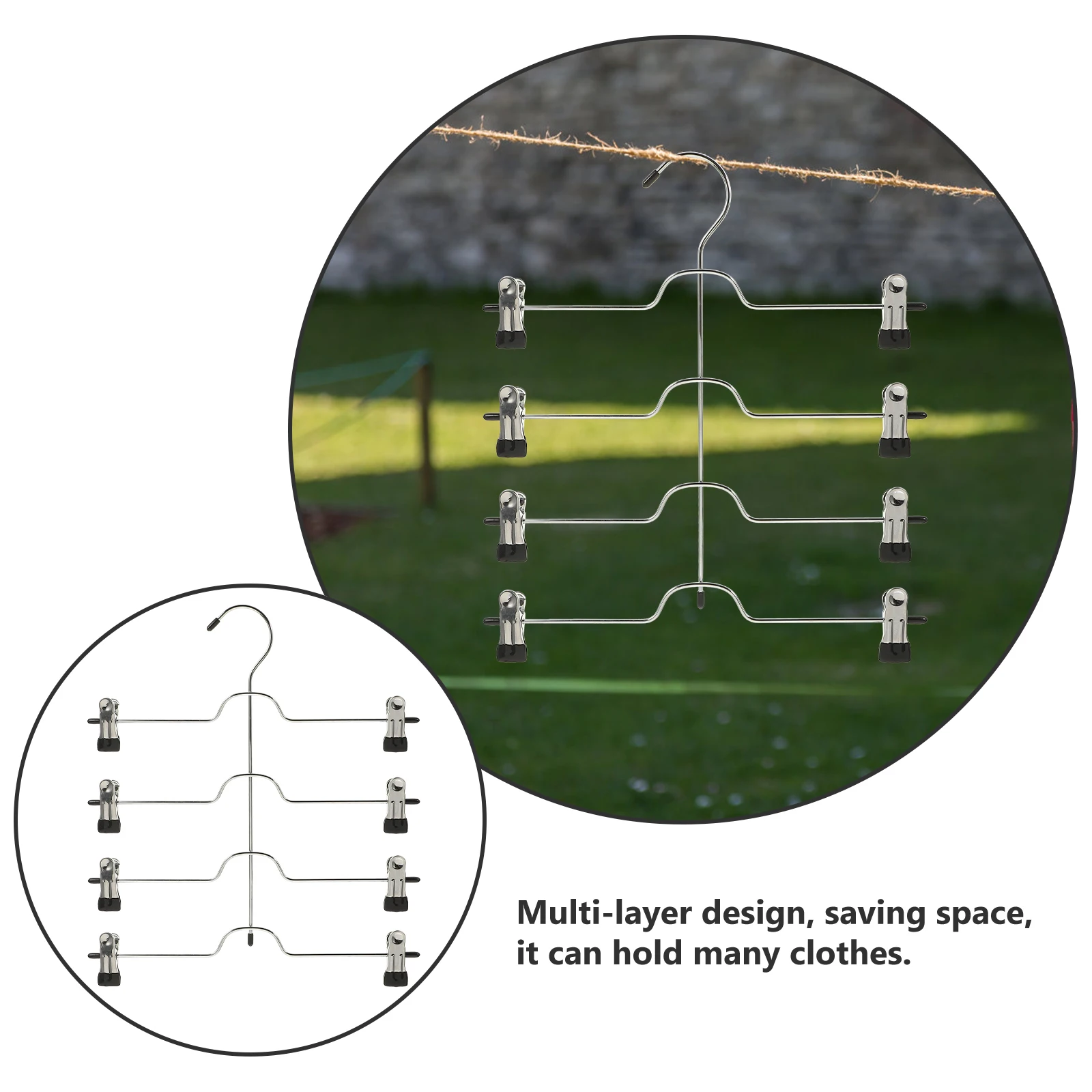

Pants Hanger Clips Skirts Trousers Hanging Rack Hangers Space Saving Chrome Legging Metal Rubber Strong Capacity Organize