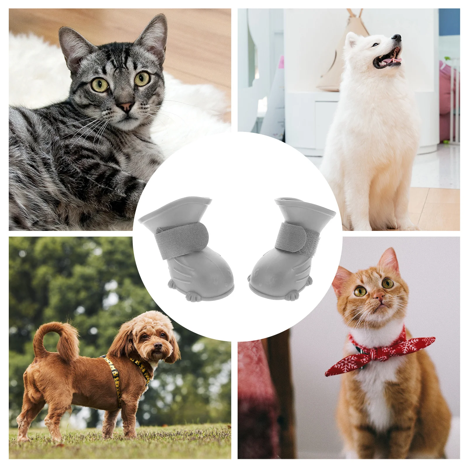 

4Pcs Dog Rain Boots Waterproof Rubber Non-Slip Pet Shoes Comfortable Puppy Paw Protectors Outdoor Foot Covers for Muddy Surfaces