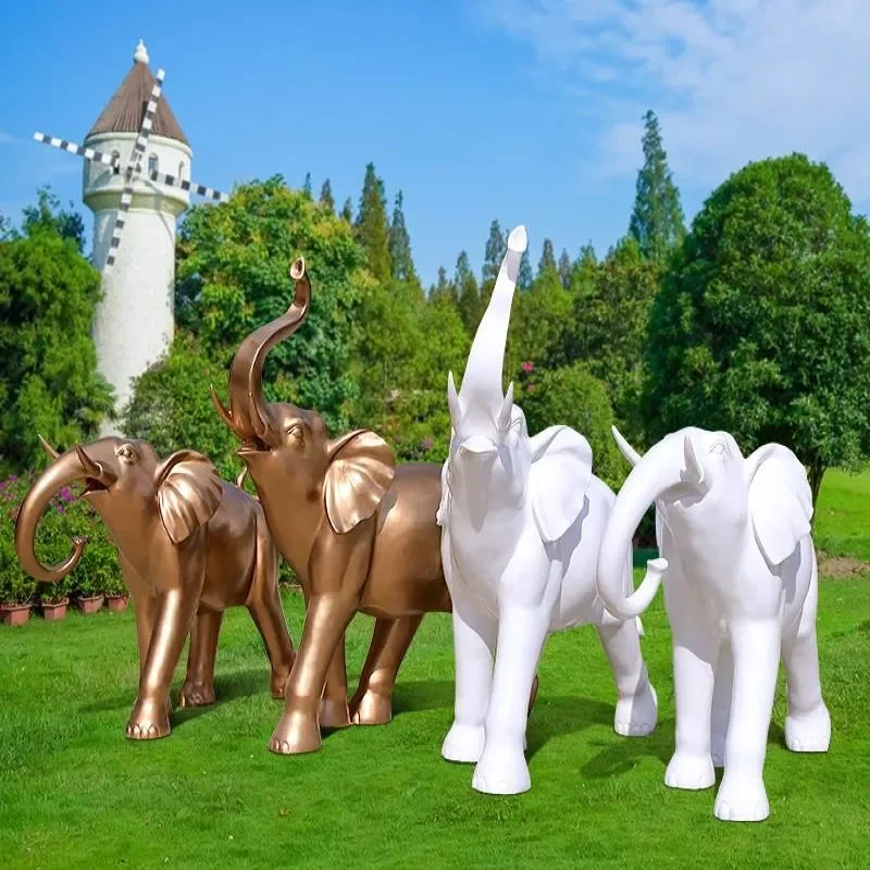 Outdoor garden landscape decoration abstract elephant fiberglass sculpture shopping mall Villa garden park decoration