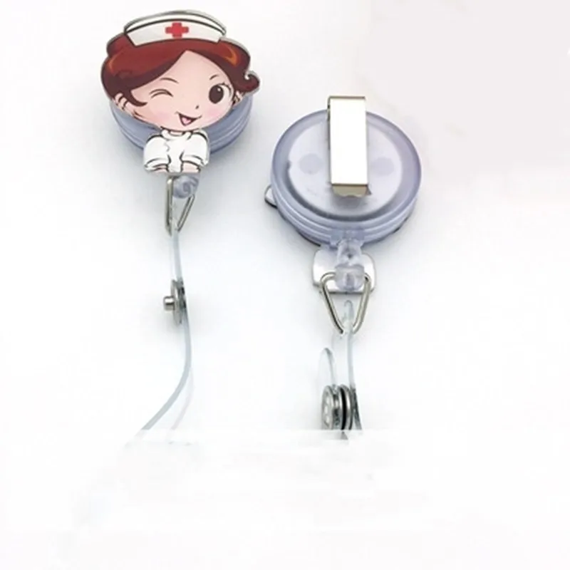 Cute Retractable Badge Holder Reel Student Nurse Exhibition ID Enfermera Name Card Badge Holder Office Stationery Supply