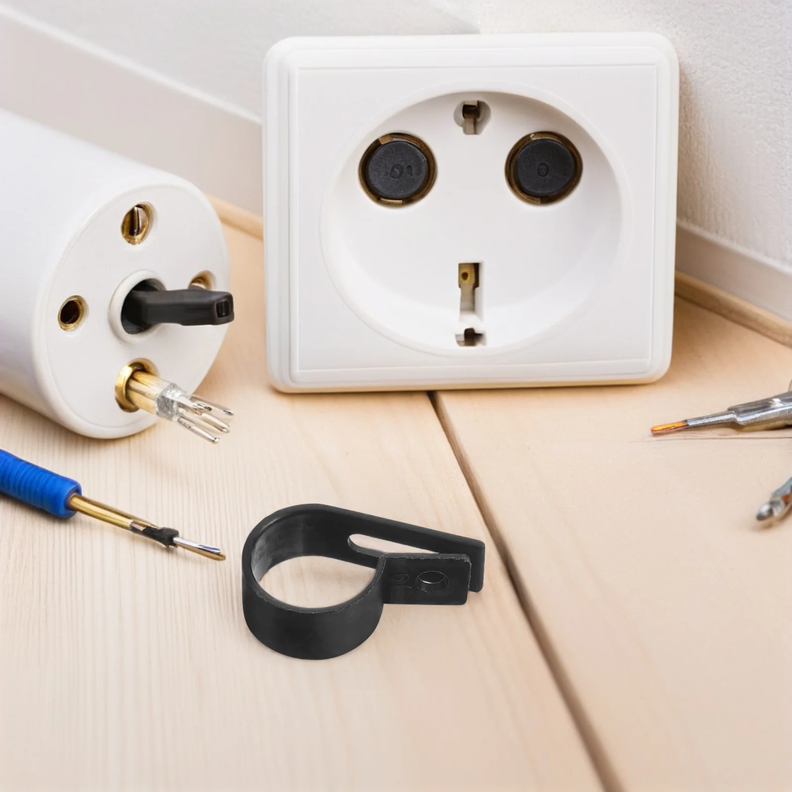 

500pcs R-Type Mounting Clamps 3/4 Inch Black Plastic Wire Fasteners Cord Organizer For Electrical Wires Tubes Management R-Type