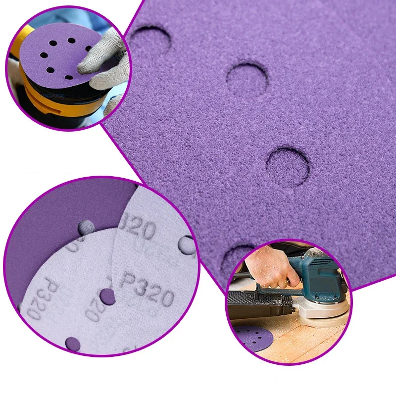 6 Inch 17 Hole Sanding Discs 60-2000 Grit Wet Dry Sandpaper Hook and Loop For Festool Random Orbital Sander 150mm Amagi