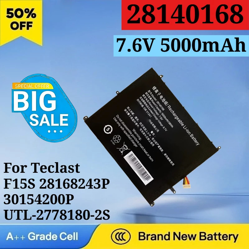 

New 28140168 7.6V 5000mAh 38Wh Laptop Battery for Teclast F15S 28168243P 30154200P UTL-2778180-2S UTL-2978180-2S UTL-307
