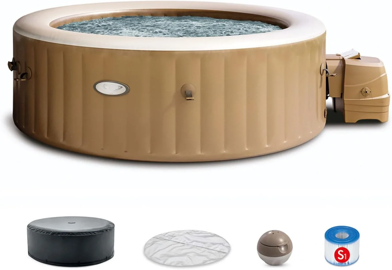 PureSpa Bubble Massage Spa Set:Includes Energy Efficient Spa Cover–Push Button Control Panel–140Bubble Jets Capacity6 28427EP