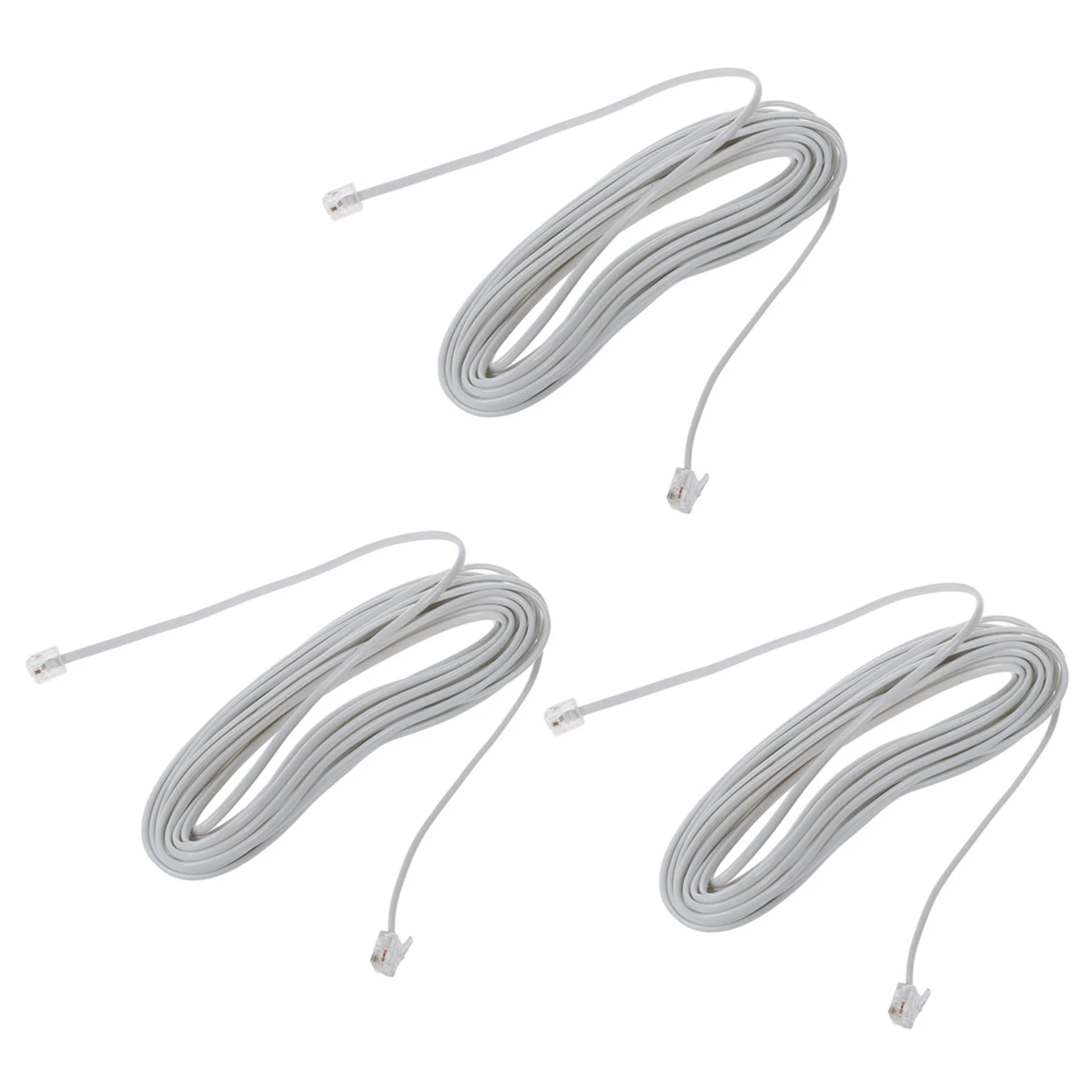 Cavi telefonici modulari RJ11 6P2C 3X 9M 30Ft Filo bianco