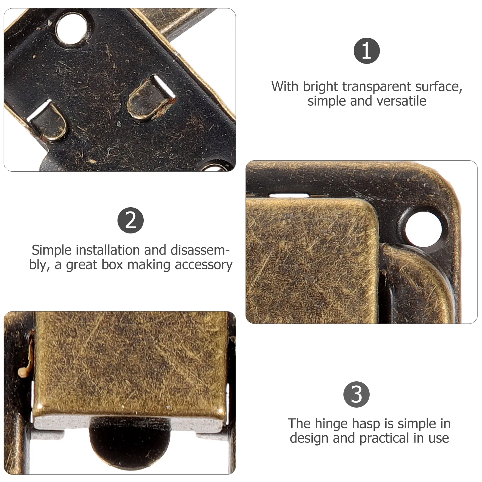 

6 Pcs Copper Suitcase Buckle Locks for Wood Box Storage Case Vintage Clasp Hinges Simple DIY Hardware