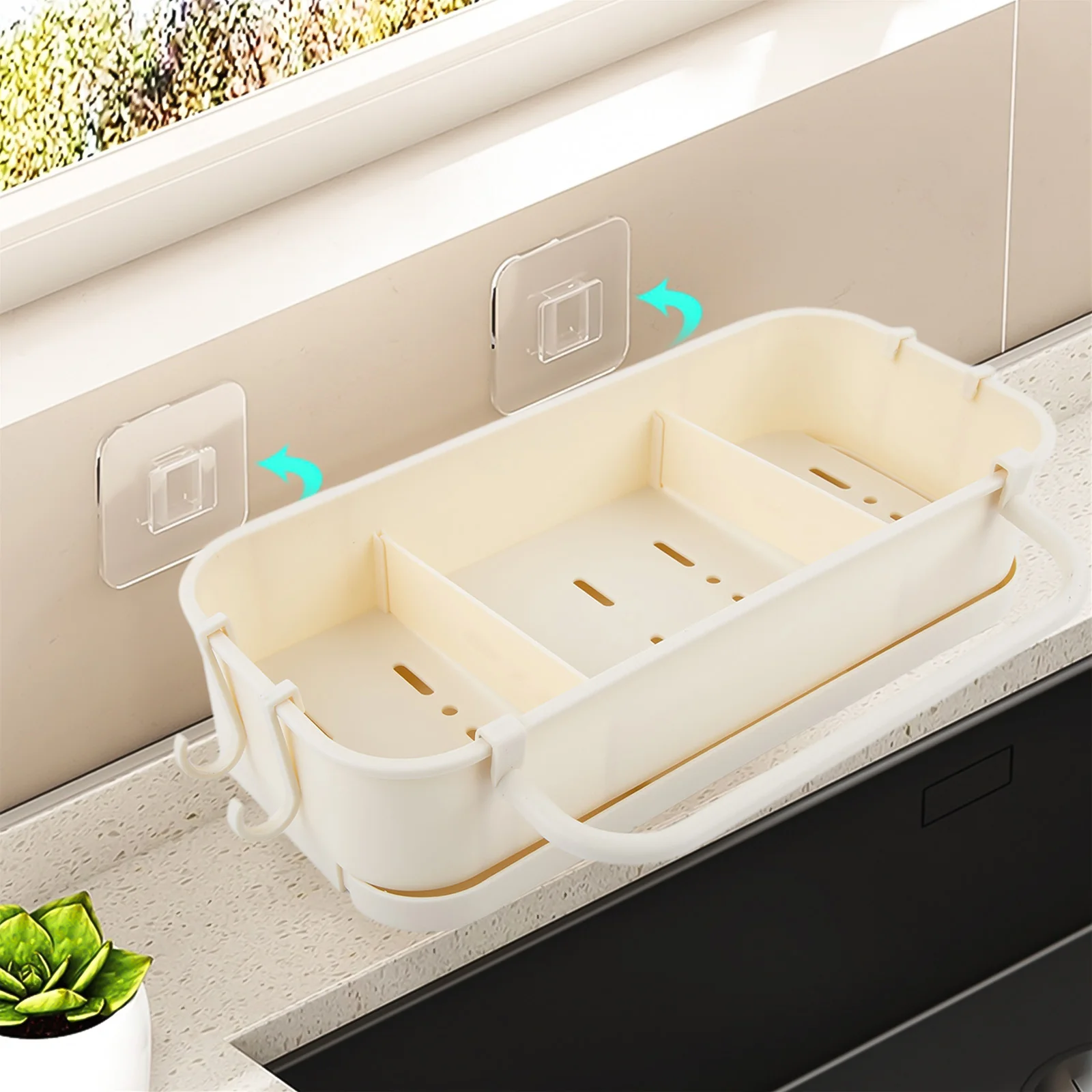 Bathroom Accessory Drain Rack Organize Countertop Space Saving Compact Storage Solution Easy Installation Self-Draining Tray