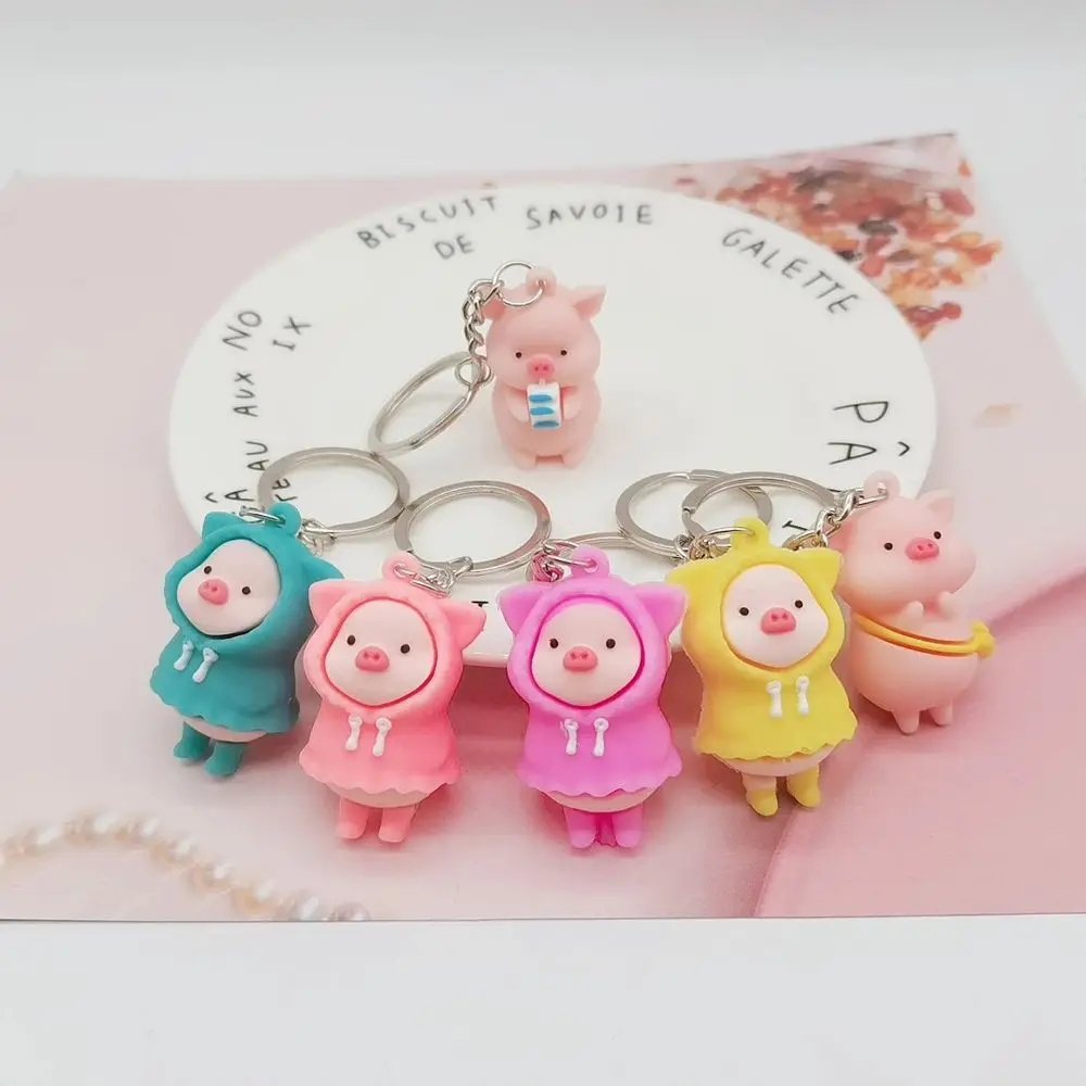 Pig Jewelry Cartoon Doll Bag Charm Keychain Pendant Car Keyring Key Chains Milk Pig Keyring Raincoat Pig Keychain Pig Pendant