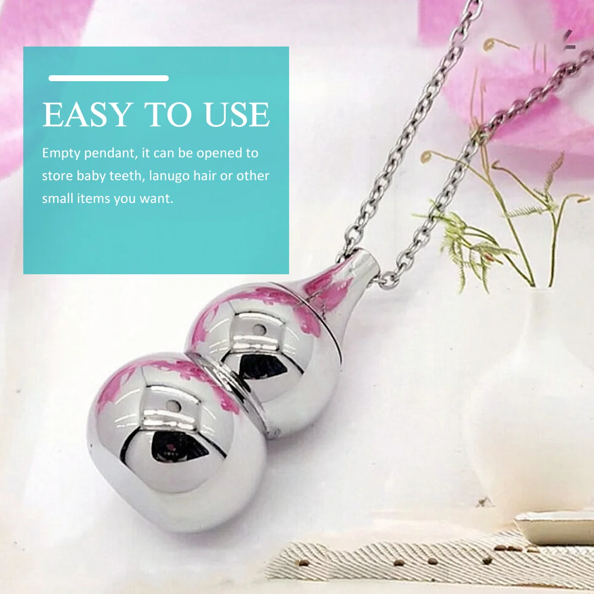 

Commemorative Baby Necklace with Openable Pendant for Storing Teeth Hair Jewelry Gift for Newborn Shower Birthday