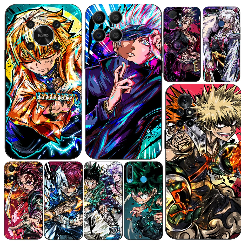 Black Tpu Case For Honor X5 X6 X6s X7 X7A Magic 4 Pro 5 Lite Japanese Cool Anime