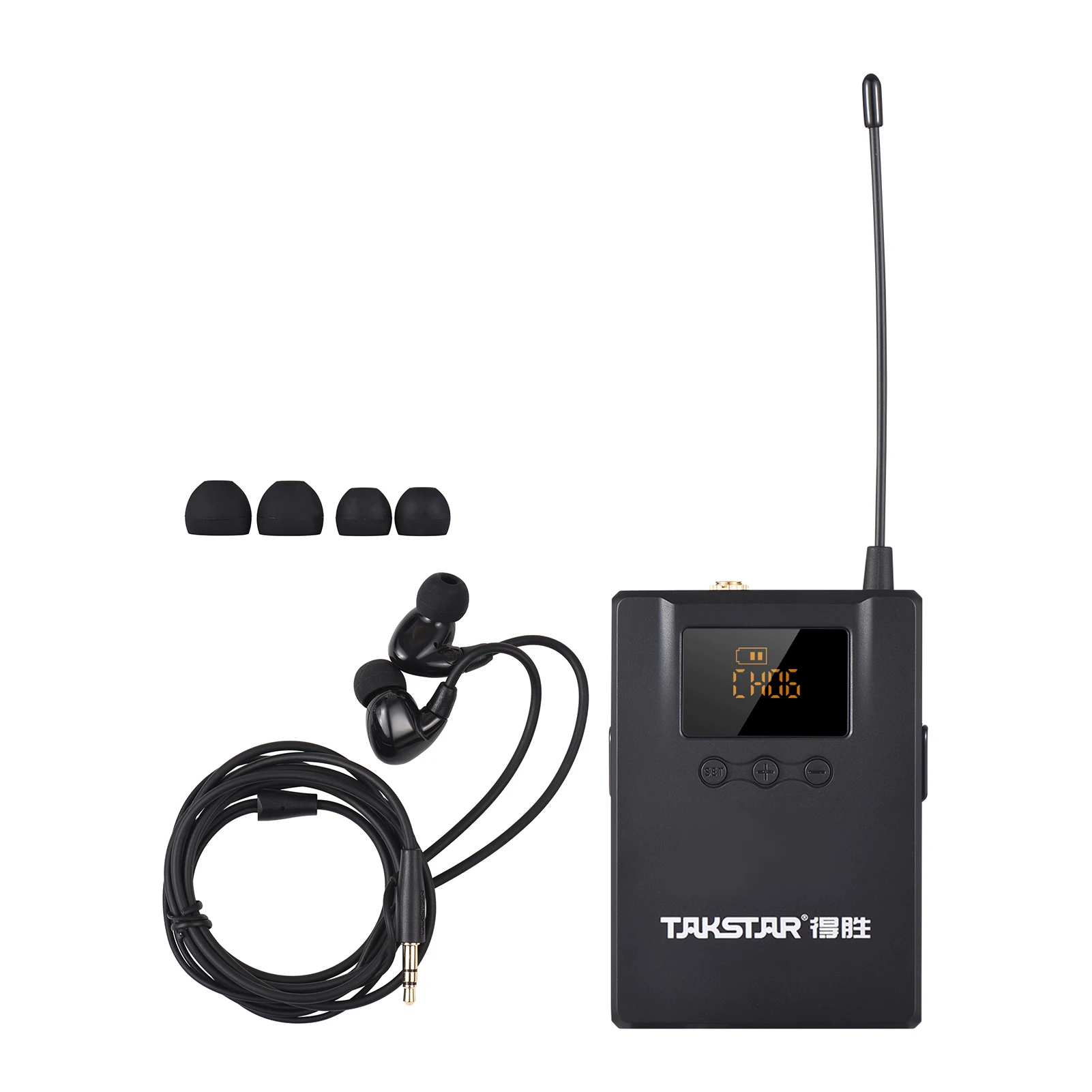 TAKSTAR WPM-300R Drahtloser Audioempfänger mit In-Ear-Kopfhörer, UHF-Bodypack-Empfänger, LED-Digitalanzeige für Bühnenstudio, Simulta