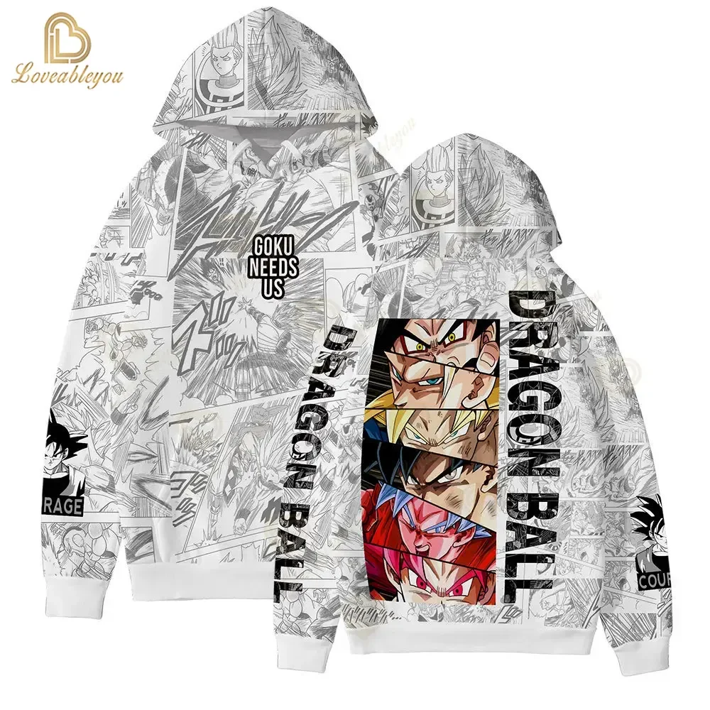 New Dragon Ball Anime Print Hoodie Boys Fashion Hooded Clothes Children Cartoon Top for 4 6 8 10 Years Kids Birthday Wear