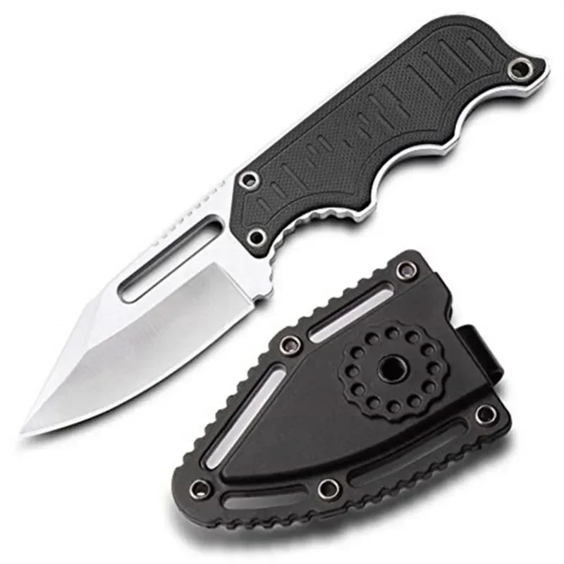 Mini Full Tang Pocket EDC Small Fixed Knives Neck Knife Satin Plain Blade G10 Handle with ABS Sheath Outdoor Survival Tool