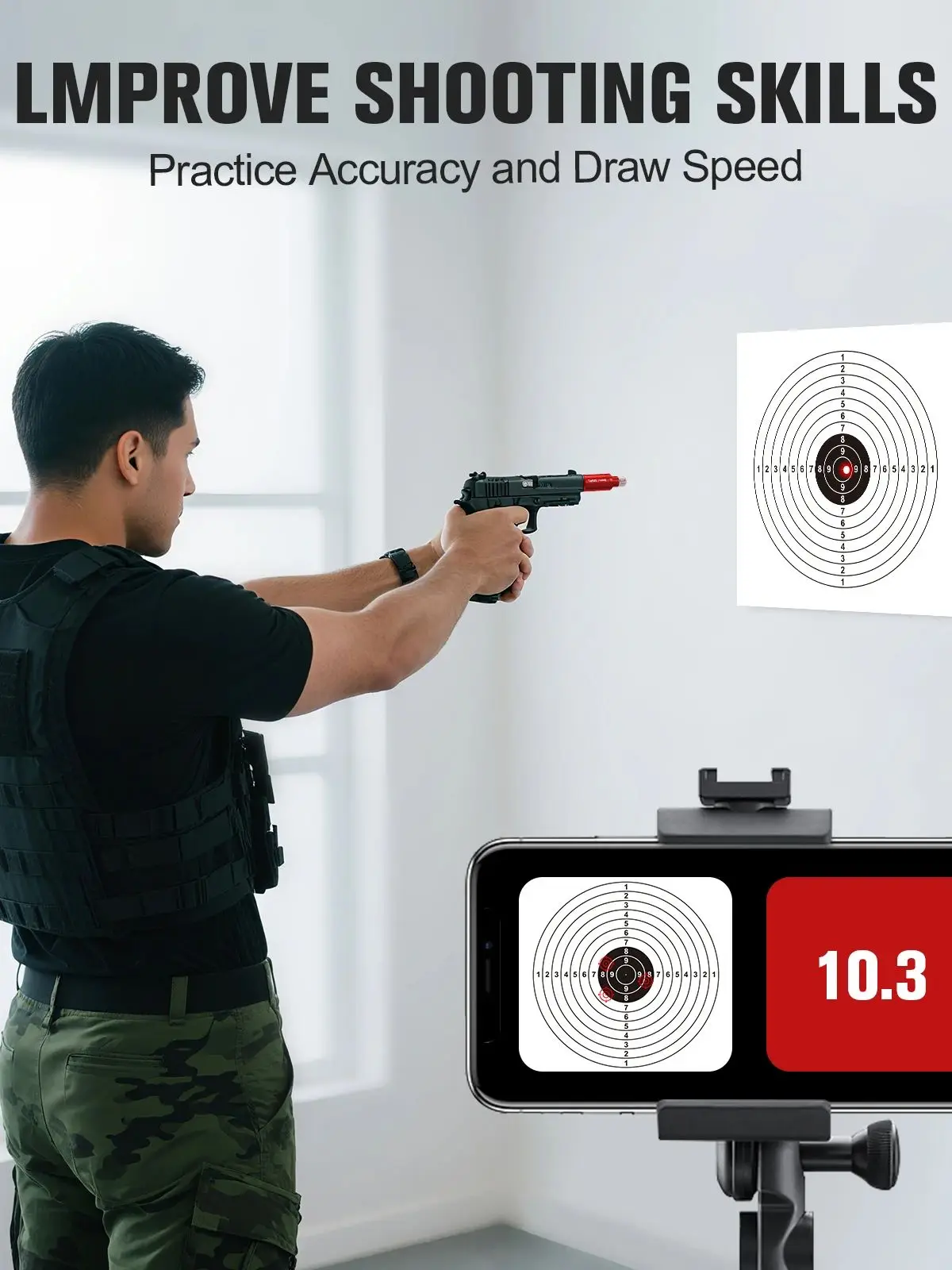 Revue laser à points rouges à double usage 12GA avec fonction de visée, capable du mode d'étalonnage de l'entraînement au feu sec