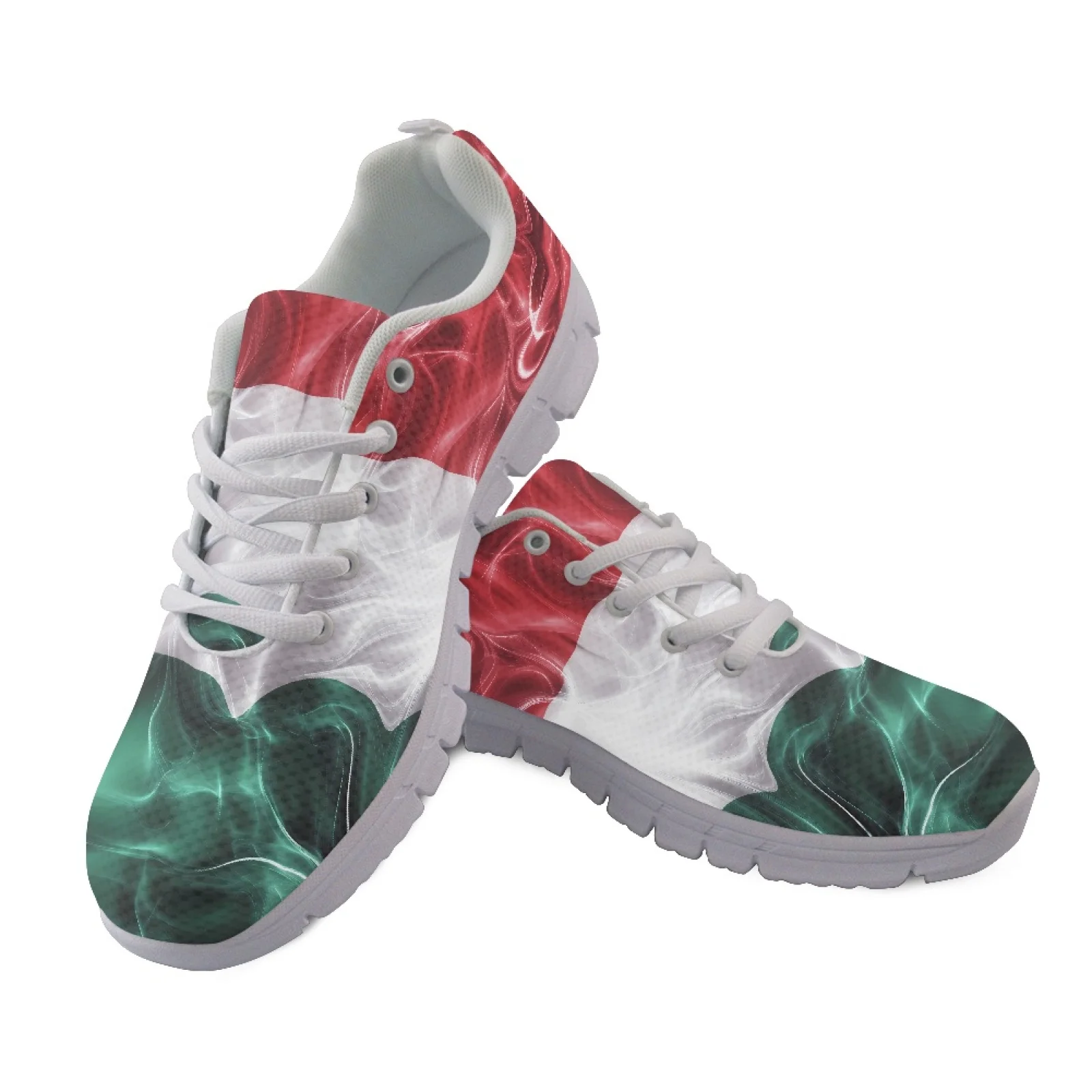 Coloranimal Breathable Lace Up Athletic Footwear for Women Men Tennis Shoes for Running Mexican Flag