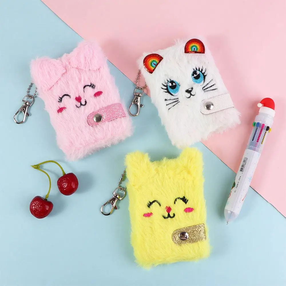 School Supplies Student Gift Girl Gift Kawaii Books Pendant Keychain Plush Notebook Cute Planner Cartoon Notebook Furry Cats