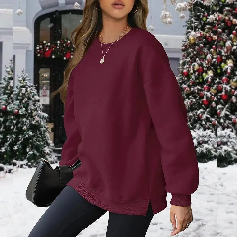 

Women's Sweatshirt 2025 Autumn Winter New Y2K Fashion Sweatshirt Crew Neck Long Sleeve Fleece Lined Pullover Active Top