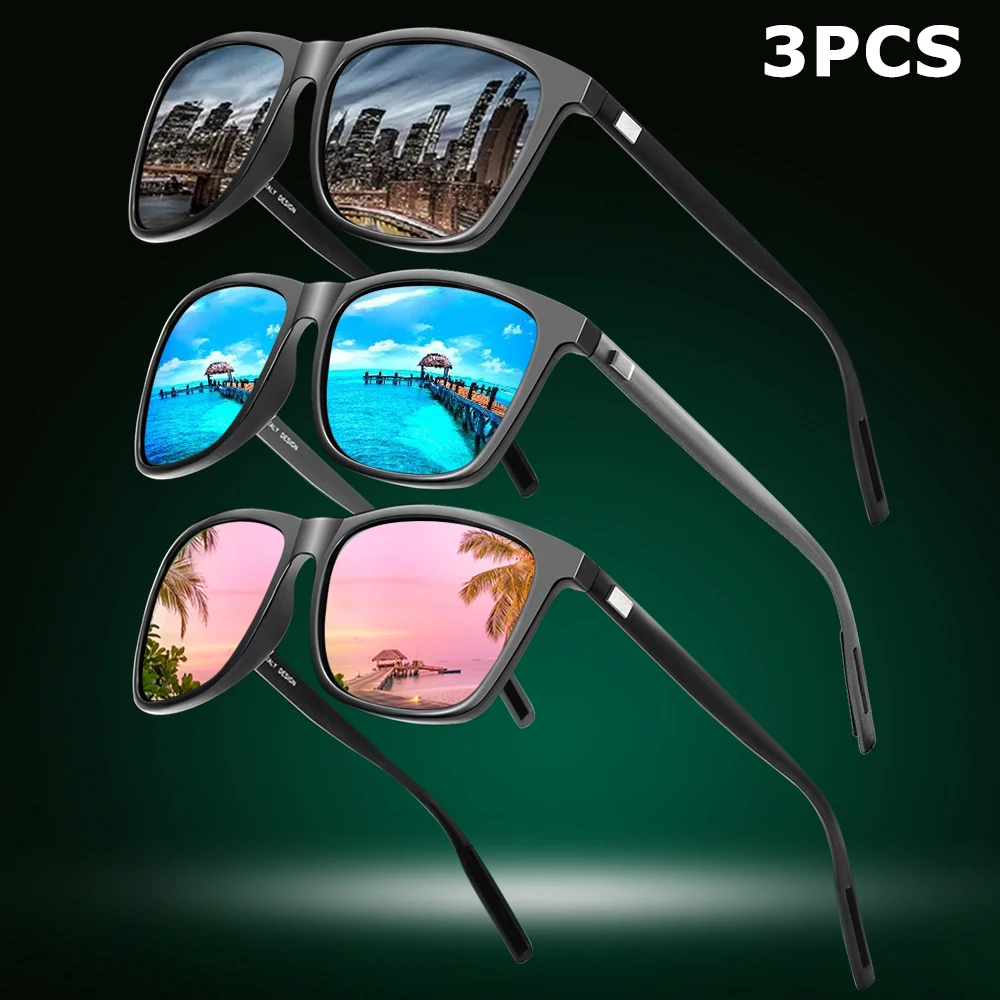 1 Stück/3 Stück Unisex polarisierte Sonnenbrille – Vintage-Aluminiumrahmen, blendfrei für Autofahren, Angeln, Outdoor-Sportarten – Herren/Damen